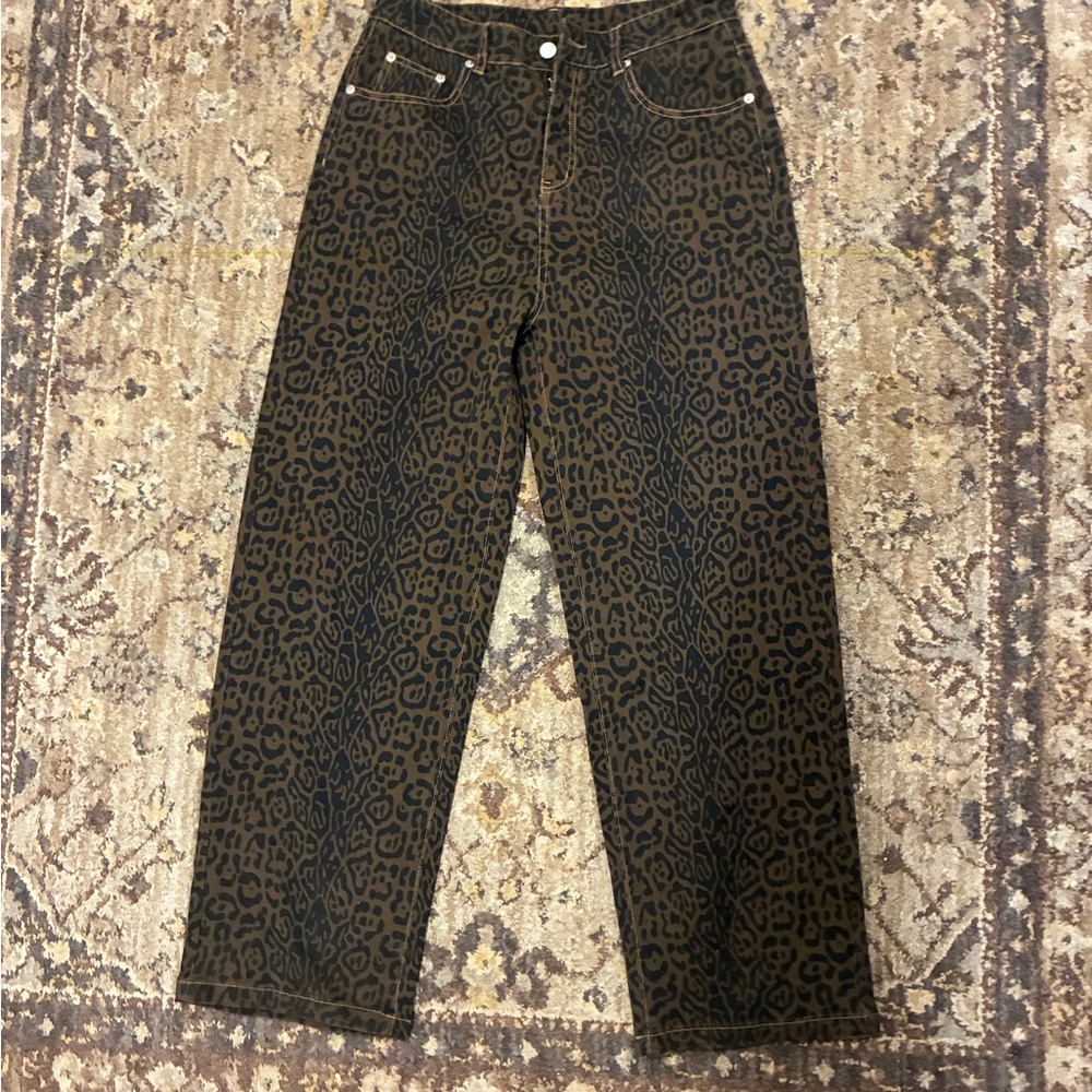 Y2k Wide leg leopard print pants
